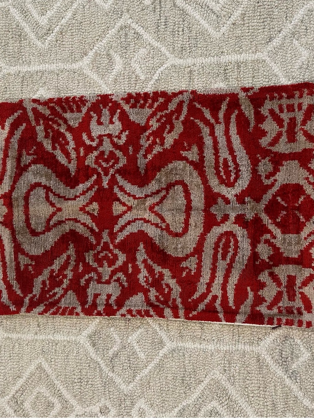 New Red and Beige Ikat velvet pillow cover